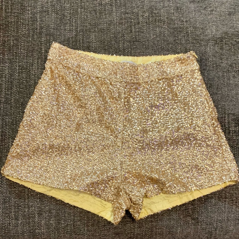 Gold sequin high waist shorts